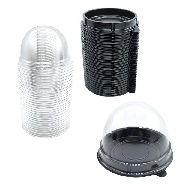 BINGLI Plastic Mini Cupcake Container, 50 PCS Mooncake Boxes Muffin Pod Dome Muffin Single Desk Pet Holders Individual Cupcake Containers Plastic Disposable
