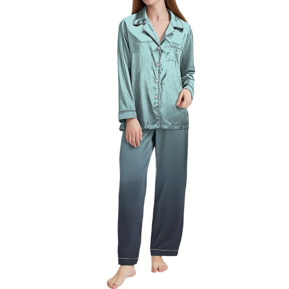 MEICHEN Pajamas for Women Set Satin Pajama Set for Women Button Down Long Sleeve Sleepwear Sets Nightwear 2 Piece Women's Sleepwear