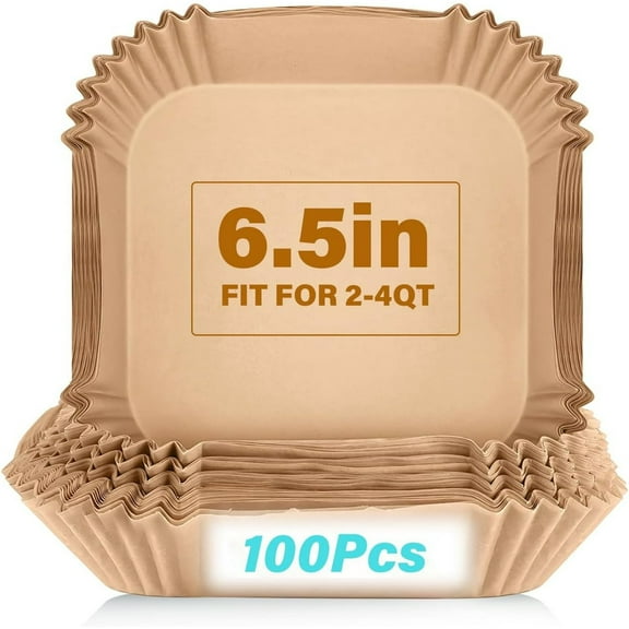Zhuge Parchment Paper, 100Pcs Square Air Fryer Liners Disposable, Cooking Non-Stick air fryer for 2-4 QT Air Fryer Baking Roasting Microwave(6.5")