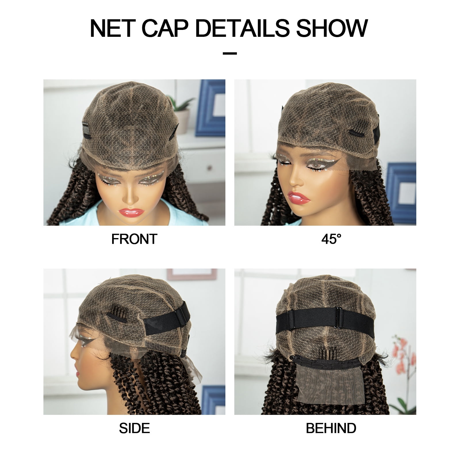 Braided Wigs for Women Synthetic Full Lace Wig Braided Wigs Knotless Box Braided Wigs Braid Braiding Hair Water Wave Wavy Braids Wigs 26 inches (1B/30 Color)