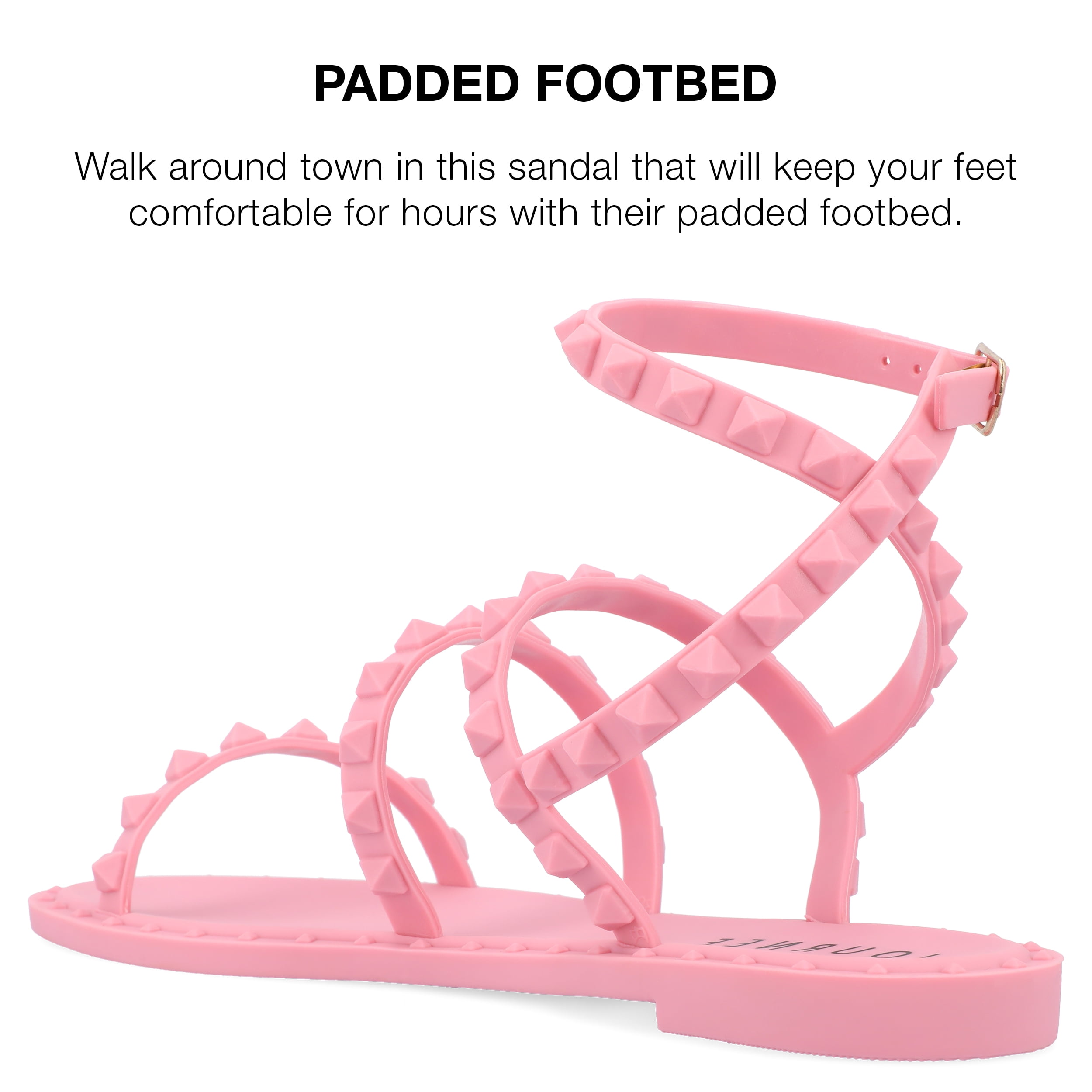 Journee Collection Womens Saphira Multi Strap Studded Jelly Sandal