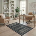 thumbnail image 2 of ODIKA 4'x6' Washable Area Rug Primitive Farmhouse Stripe Border Concentric Ring Folk Spiral for Home Office, Under Desk, Non-Slip Chair-Friendly, Flatwoven, 2 of 7