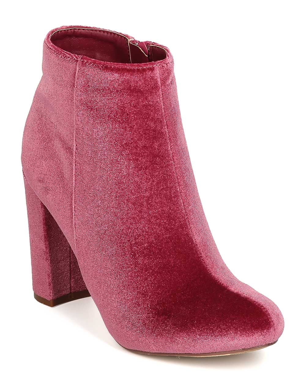 Liliana Kenzy-4 Velvet Round Toe Chunky High Heel Dress Ankle Boots Bootie 