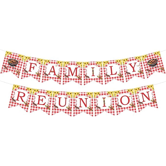 Family Reunion BBQ Picnic Party Decorations, Barbecue Grill Themed Bunting Banner Decor, Carnival Summer Holidays Sunflower Gender Reveal Party Supplies