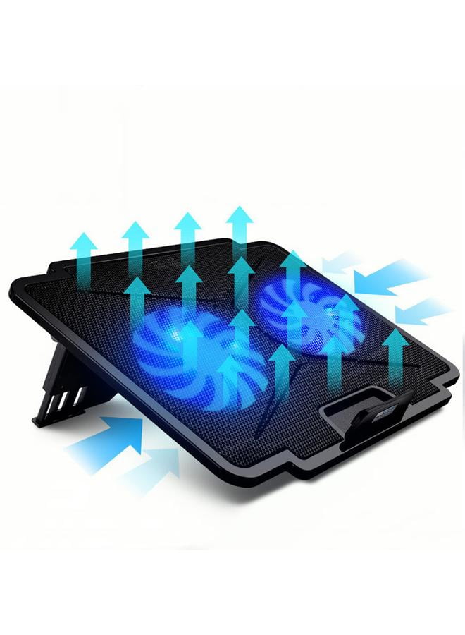 Laptop Cooler Black,Laptop Cooling Pad for 15.6 14 13 Inch, Laptop Cooler Stand with 2 Quiet Cooling Fans and Adjustable Height, Dual USB 2.0 Ports and the Wind Speed Adjustable