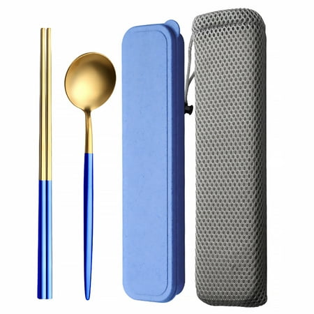 

Frcolor Spoon Set Chopsticks Tableware Utensils Travel Chinese Box Lunch Non Bag Carrying Cream Ice Soup Metal Dessert Eating