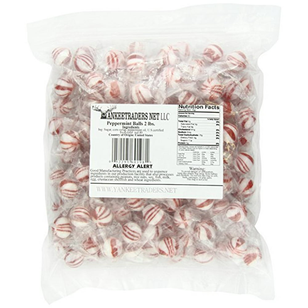yankee traders hard candy balls, peppermint striped, 2 pound Walmart