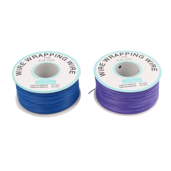 PCB Solder Purple Blue Flexible 0.25mm Core Dia 30AWG Wire Wrapping Wrap 820Ft