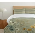 thumbnail image 4 of Ambesonne Sage Duvet Cover Set, Boho Flowers and Thin Branches, King, Pale Olive Green Mustard, 4 of 4