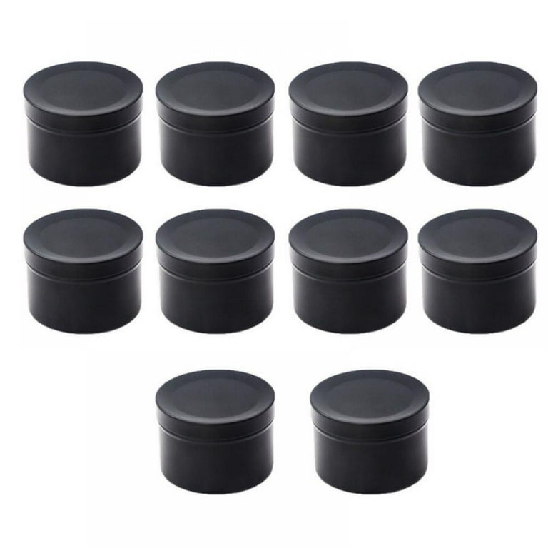 Popvcly 10Pcs Tins Aluminum Jars Metal Tins with Lids Candles Tin Cans  Round Tins Jars Travel Tins Containers For Candles,Cosmetic,Tea,Balm &  Gels（Black） 