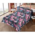 thumbnail image 4 of Ambesonne Exotic Fitted & Flat Sheet with Sham 3 Pcs Set, Tropical Design Wild Flowers, Twin XL, Pink Violet Blue and Black, 4 of 5