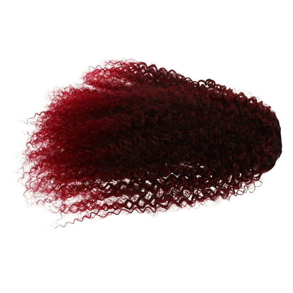 OFFIGAM Dark Red Curly Synthetic Ponytail Extension with Afro Texture and Adjustable Drawstring for