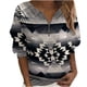 thumbnail image 1 of Sudadera para mujer Otoño Sudaderas Moda Impreso Camiseta suelta Blusa de manga larga Cuello en V Tops casuales Cremallera Odeerbi ODB-5, 1 of 5