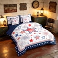 thumbnail image 2 of Manfei Cute Doodle Stars Fireworks King Bedding, Independence Day King Bed in a Bag, Red White Blue, Navy Reversible 7 Pieces, 2 of 6