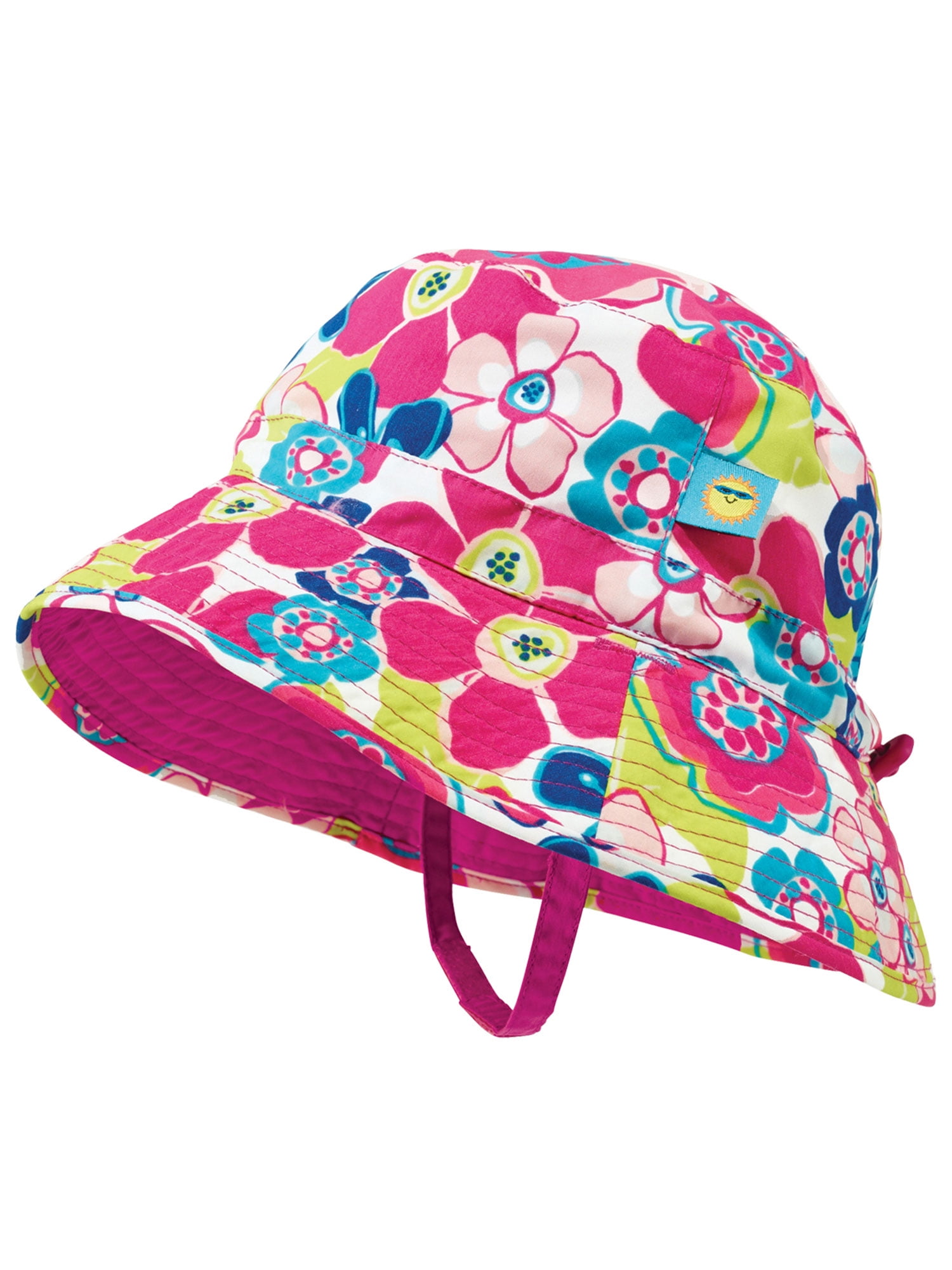 GAP Baby Girls Size 6-12 Months Pink White Green Reversible Floral Sun Beach Hat 