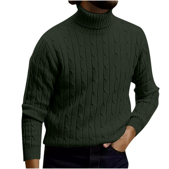 Floleo Winter Men's Turtleneck Sweater Men Casual Long Sleeve Retro Twisted Knitted Pullover Sweaters