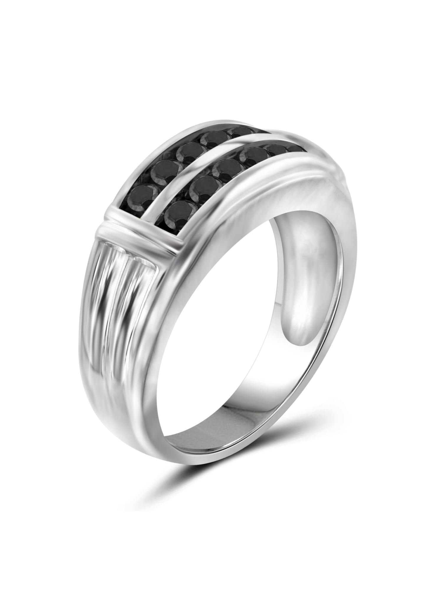JewelersClub Black Diamond Rings for Men – 1.00 CTW Genuine Black Diamond Ring for Men – Hypoallergenic 0.925 Sterling Silver Ring Men – Diamond Mens Rings Statement Ring – Luxurious Gifts for Him
