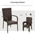 thumbnail image 4 of Outsunny 4 Stackable Outdoor Dining Chairs, Cushioned Patio Wicker Dining Chairs, Blue, 4 of 9