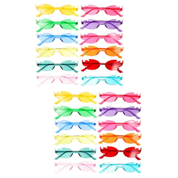 Pairs Rimless Glasses Funky Sunglasses Flame Shape Cool Glasses Party Favor