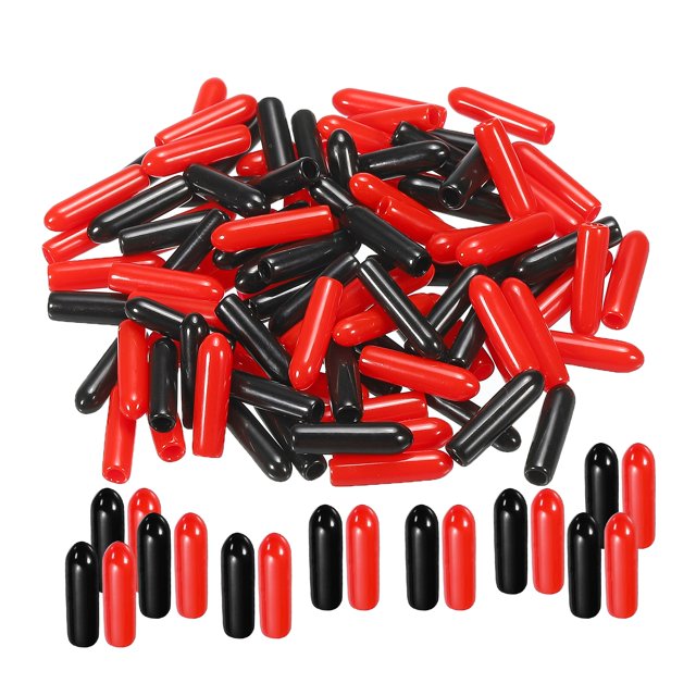 Unique Bargains 100pcs Rubber End Caps Cover Assortment 2.5mm Screw Thread Protector for Screw Bolt Black Red
