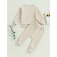 thumbnail image 4 of Bagilaanoe 2PCS Baby Clothing Sets Girls Casual Sweatsuits Toddler Letter Long Sleeve Sweatshirt Tops + Drawstring Sweatpants 6M 12M 18M 24M 3T Kids Pants Set Fall Outfits, 4 of 9