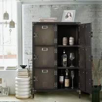 MIIIKO Metal Storage Locker, Industrial Storage Cabinet with Doors and Shelves, Stylish and Sturdy 6 Compartment with Lockable Doors, for Home Office, Club and Bar