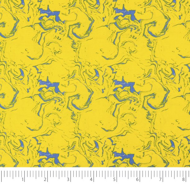 Tela SINGER de Algodón Estampado Amarillo y Azul por Metro