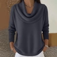 thumbnail image 2 of Dwralegc Sweaters for Women 2025 Lightweight Solid Color Cowl Neck Knitted Pullover Jumper Blouses Long Sleeve Cozy Fall Winter Sweaters Dark Gray M, 2 of 5