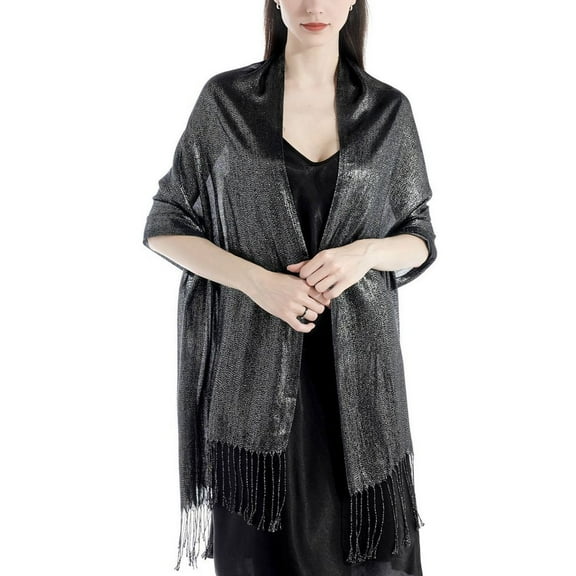 SWSMCLT Women's Fall Cape Summer Scarf Winter Sun Protection Fringe Shawl Lightweight Vintage Cardigan Black One Size