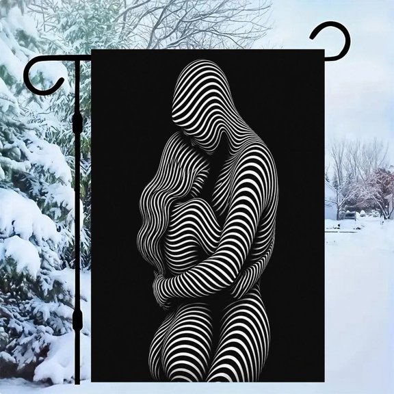 RKSupls Linen Double Sided Garden Flag, Zebra Stripe Embrace Figure Yard Flag Durable Wrinkle-Proof Outdoor Decor for Garden Lawn Patio and Holiday Gift