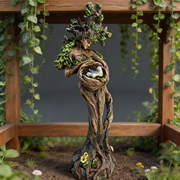 Gallickan Fairy Forest Resin Bird Feeder, Hand-Painted Weather-Resistant Outdoor Garden Statue Bird Feeding Ornament, Decorative Resin Figurine for Yard Courtyard Garden Paths Decor