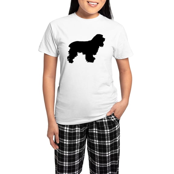 CafePress - Cocker Spaniel Silhouette Women's Light Pajamas - Women's Short Sleeve Print T-Shirt and Pants Light Cotton Pajama Set