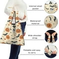thumbnail image 5 of 5 Pack Foldable Shopping Bag,Halloween Pumpkins Bats Skulls and Spiders Reusable Grocery Bags with Pockets,Large Reusable Tote Bags with Handles Waterproof & Lightweight, 5 of 6