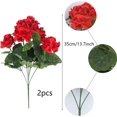 thumbnail image 2 of Morttic 2 Pcs Artificial Red Geranium Bush Faux Flowers Geraniums Silk Flowers Outdoor Plant Bush Red Geraniums for Floral Home Decor Indoor Garden Patio Grave Cemetary Vase Table Centerpiece, 2 of 9