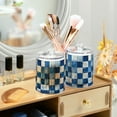 thumbnail image 3 of Yayeee 2 Pack Qtip Holder Bathroom Cotton Swab Canister with Lid Clear Dispenser Set, Blue and Gray Plaid Pattern, 3 of 6