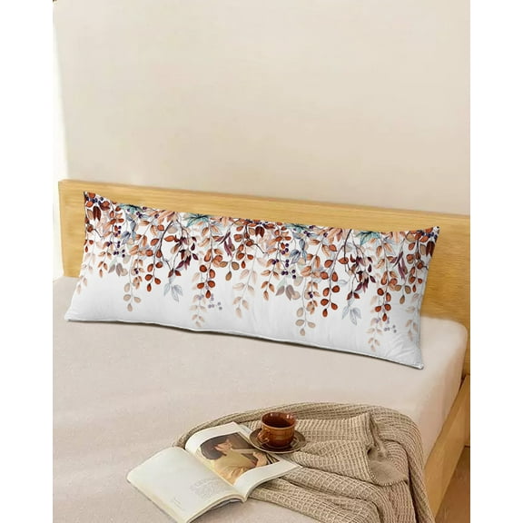 Fall Maple Leaf Throw Pillow Cover, Thankgiving Autumn Herb Botanical Rectangle Decorative Pillow Case Protector Soft Cushion Cover Lumbar Pillowcase for Couch Sofa Bedroom Car Chair Decor 20x54 Inch