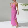 thumbnail image 5 of Halter Swimsuit Cover Ups for Women Crochet Knit Hollow Out Sleeveless Long Maxi Sundresses, 5 of 7