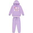 thumbnail image 4 of Placlothes Girls' Purple Ghost Print Tracksuit Set - Soft Polyester Hoodie & Sweatpants, Playful Outfit for Kids 3-12 Years,Size 3 T, 4 of 4