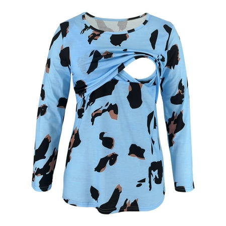 

Wesracia Women Tops Mom Pregnant Nursing Baby Maternity Leopard Print Blouse