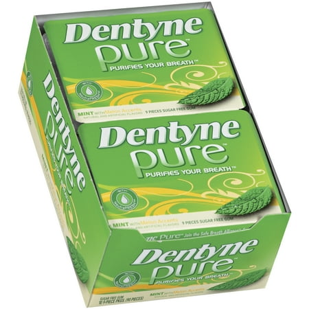 Dentyne Pure Gum, Mint with Melon Accents, Sugar Free, 9-Piece Packages (Pack of 10)