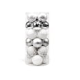 thumbnail image 1 of Paquete de 24 bolas de Navidad, decoración de árboles, adornos de plástico reutilizables para exteriores, colgante decorativo para habitación Kits de decoración para fiestas Plata Blanco Tipo 2 Inteprter HA065168-02B, 1 of 6