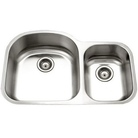 - 18 Gauge Eston Series Undermount Stainless Steel 70 - 30 Double Bowl Kitchen Sink, Small Bowl Right