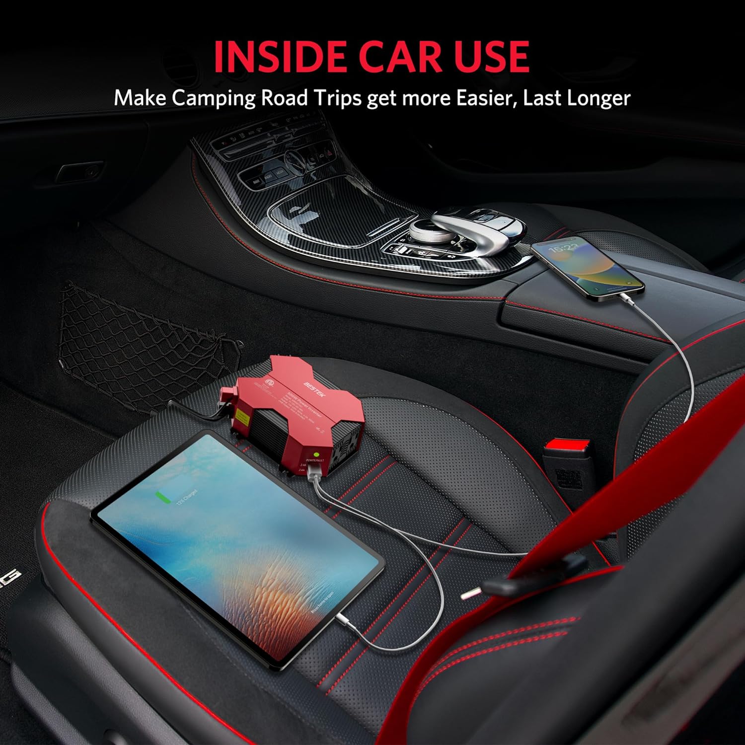 500 Watts Power Inverter DC 12V to AC 110V Power Converter with 4 USB Charging Ports Car Adapter for Christmas String Lights
