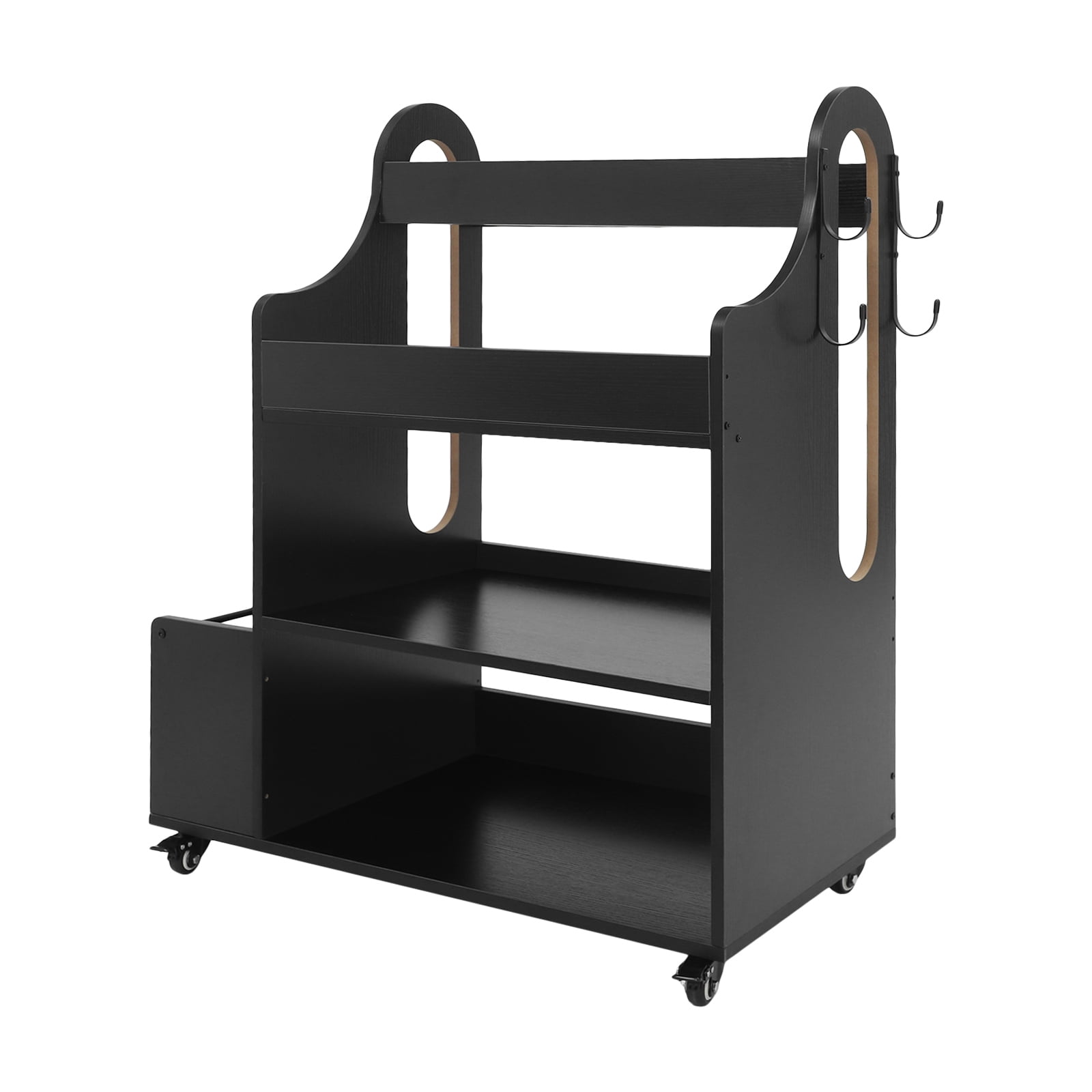ToppiJoy Weight Rack for Dumbbells, Home Gym Storage Rack Yoga Mat Holder with Wheels and 4 Hooks, Workout Storage Weight Plate Stand, Each Tier Hold up 50lbs for Kettlebells, Foam Roller