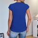 thumbnail image 4 of Camiseta de Corta con Cuello Redondo y Fruncido para Mujer, Color Azul, Talla S, 4 of 6