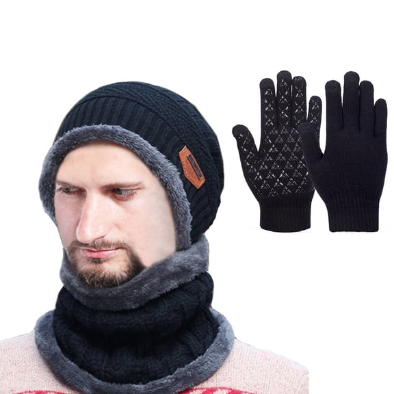 Women's Scarf Hat And Gloves Set Women And Men Winter Knit Warm Hats Scarf Dual Purposehat Ear Protection Windproof Hat Warm Gloves Three Piece Set, Women's Accessories Scarf ,Hat,& Gloves