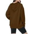 thumbnail image 4 of CQONEPT Women's Hoodies Half Zip Sweatshirts Lounge Solid Color Pullover Fall Fashion Clothes with Pockets Brown XL, 4 of 6