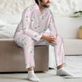 thumbnail image 5 of Mens Pajamas Set, Pink Romantic Loving Glasses Cat Button Down Long Sleeve Loungewear Sleepwear Pjs sets for Men, 5 of 5