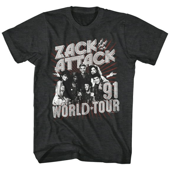 Saved by the Bell Zack Attack World Tour Black Heather T-Shirt