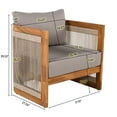 thumbnail image 3 of Christopher Knight Home Outdoor Wood Lounge Chair with Woven Rope Accents, Grey Cushion, 3 of 11